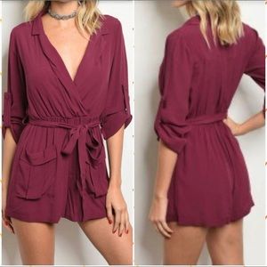 CLEARANCE // relaxed fit burgundy romper